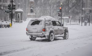 car driving in storm
